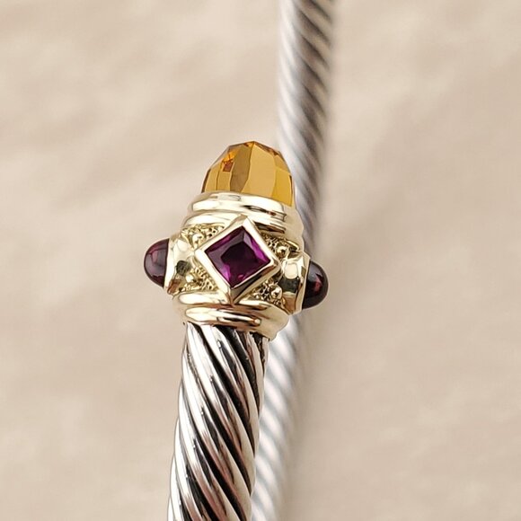 David Yurman Sterling Silver/14K Yellow Gold, Citrine and Garnet, 5mm - Picture 6 of 9
